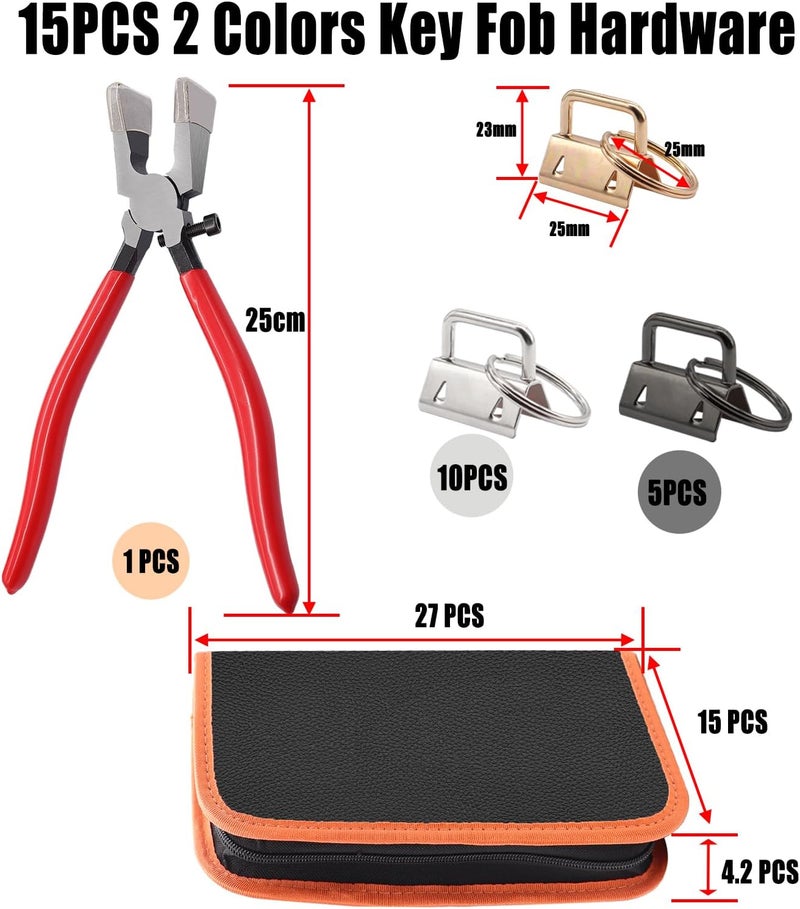 weideer 15 Set Key Fob Hardware with Plier Tools Bag Wristlet Key Fobs/Lanyards/Chains - Image 2